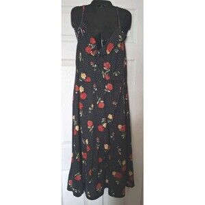 Floral Polka Dot Ruffled Maxi Dress Size 2X Derek Heart Black White Sundress
